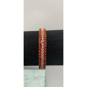 Red And Pink Rhinestone Stretch Tennis Bracelet